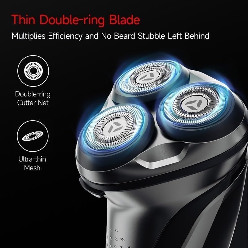Electric Shavers for Men, Men's Electric Shaver IPX7 Full Body Waterproof 3 Floating Heads Rechargeable Face Shaving Machine