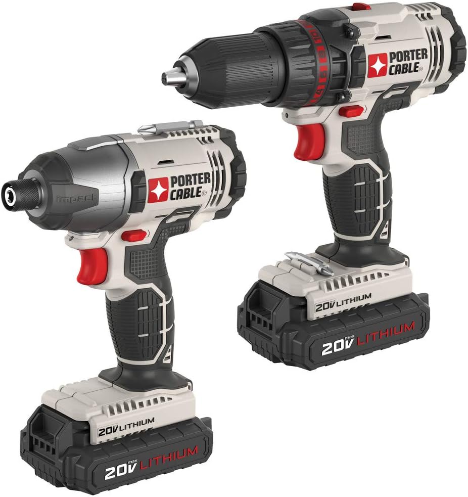 PORTER CABLE PCCK604L2 20V MAX 2-Tool Cordless Drill/Driver and Impact Driver Combo Kit