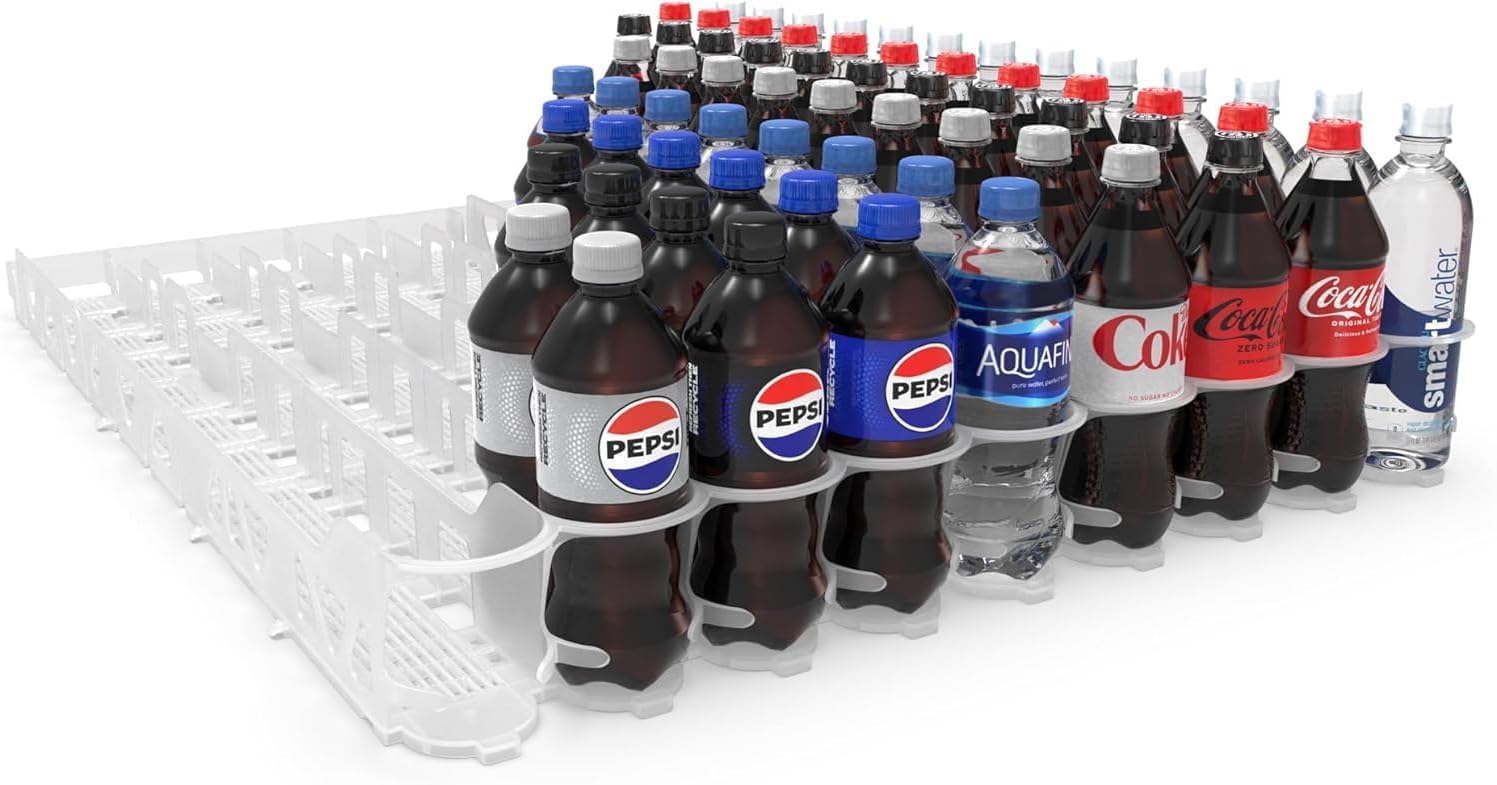 Display Technologies Visi-Slide Gravity Fed Extended Organizer for 20-25oz Beverages on Extended Flat and Angled Shelves in Cold Vaults & Coolers, 9-Wide, 36' Deep Drink Organizer (Pack of 3)