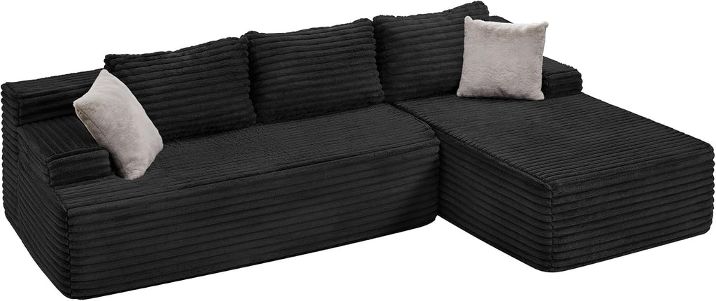 Hobestluk Modular Sectional Sofa Couches L-Shape Couch 3 Seat Modular Sofa Memory Foam Sectional Couches for Living Room, Cloud Couch with Oversized Chaise (96' Right Facing Chaise)