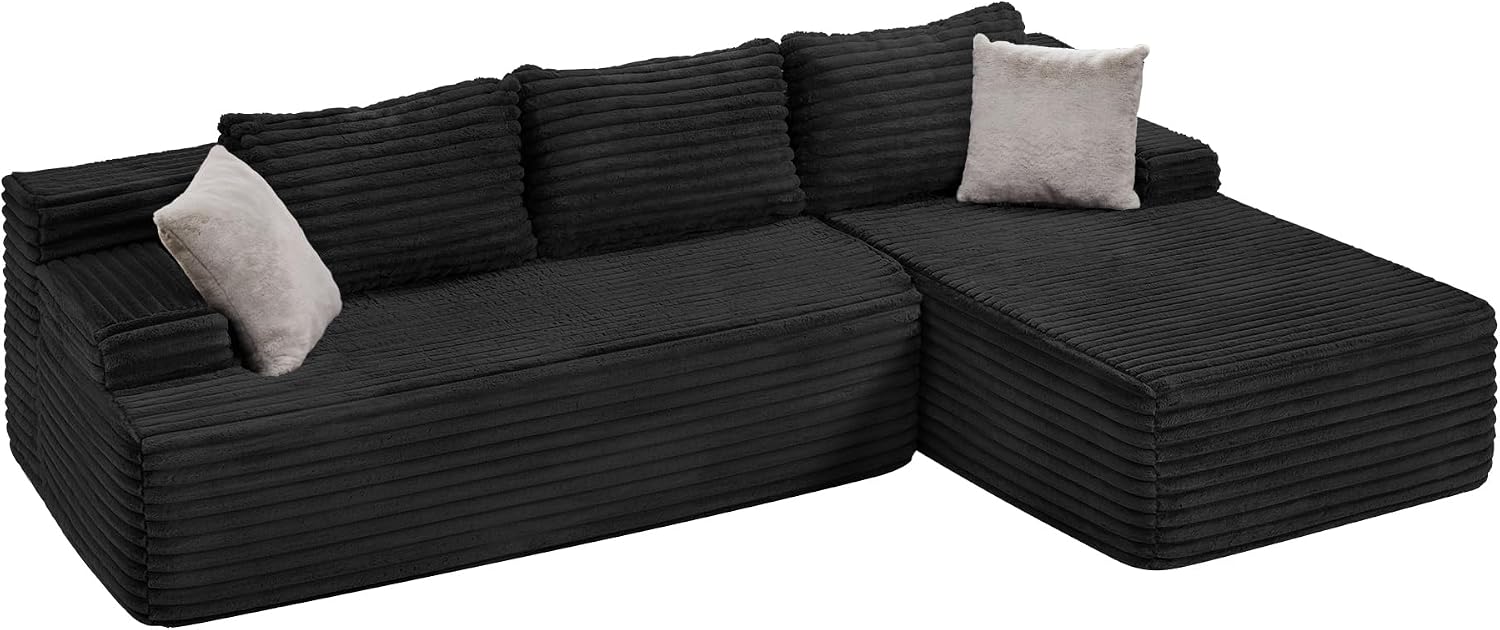 Hobestluk Modular Sectional Sofa Couches L-Shape Couch 3 Seat Modular Sofa Memory Foam Sectional Couches for Living Room, Cloud Couch with Oversized Chaise (96' Right Facing Chaise)