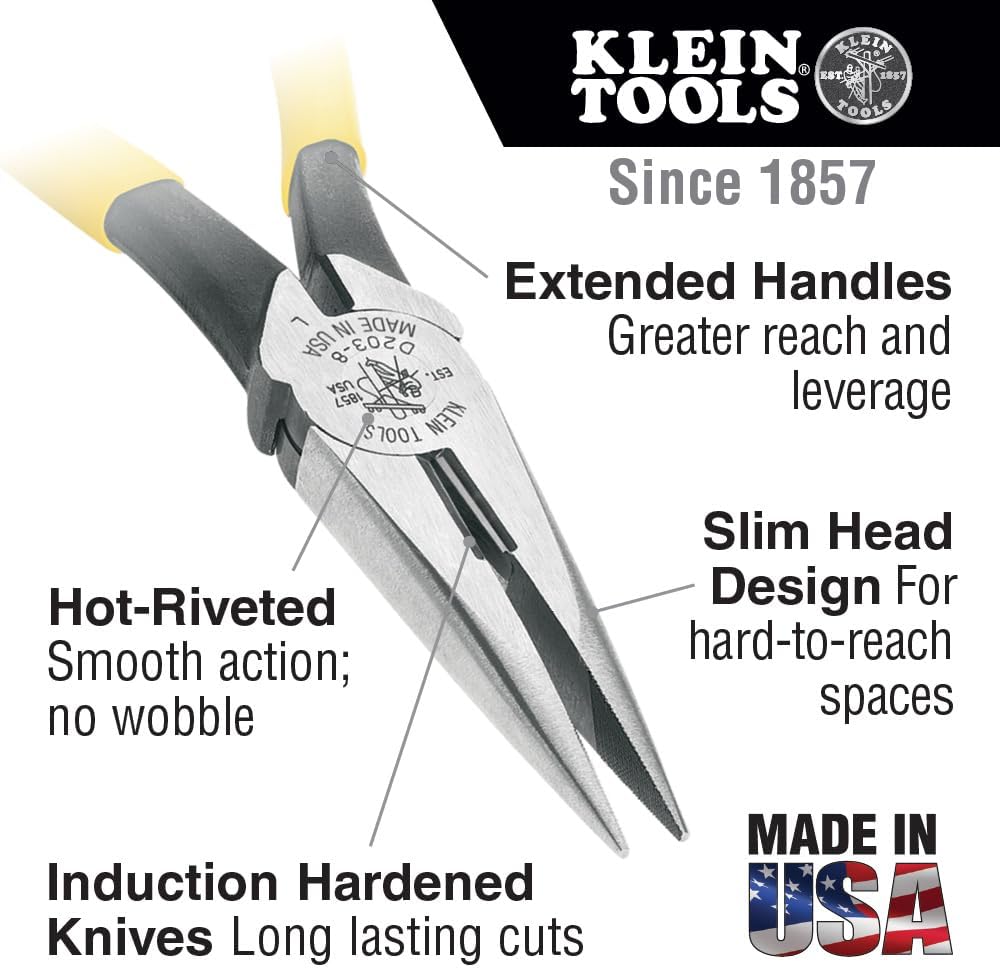 Klein Tools 80080 Hand Tool Kit includes 2 Screwdrivers, Made in USA, 3 Pliers, Wire Stripper and Cutter, for Electricians, 6-Piece
