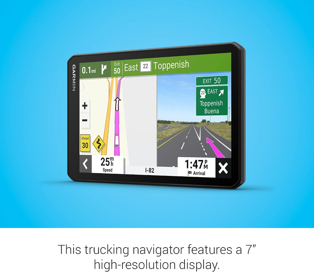 Garmin dezl OTR710, Large, Easy-to-Read 7 inch GPS Truck Navigator, Custom Routing, High-Resolution Birdseye Satellite Imagery, Directory of Trucking & Trailer Services (Renewed)