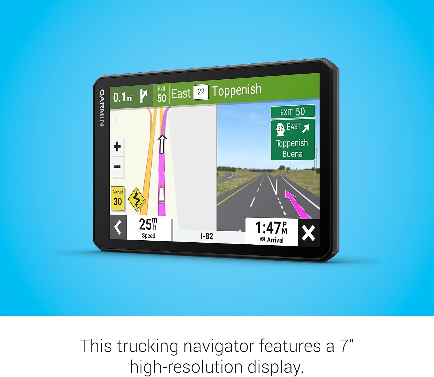 Garmin dezl OTR710, Large, Easy-to-Read 7 inch GPS Truck Navigator, Custom Routing, High-Resolution Birdseye Satellite Imagery, Directory of Trucking & Trailer Services (Renewed)