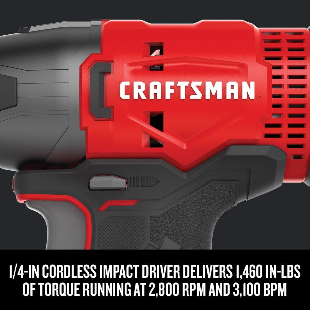 CRAFTSMAN V20 MAX Cordless Drill and Impact Driver, Power Tool Combo Kit with 2 Batteries and Charger (CMCK200C2) & (1) V20 Lithium Ion Battery, 4.0-Amp Hour (CMCB204)