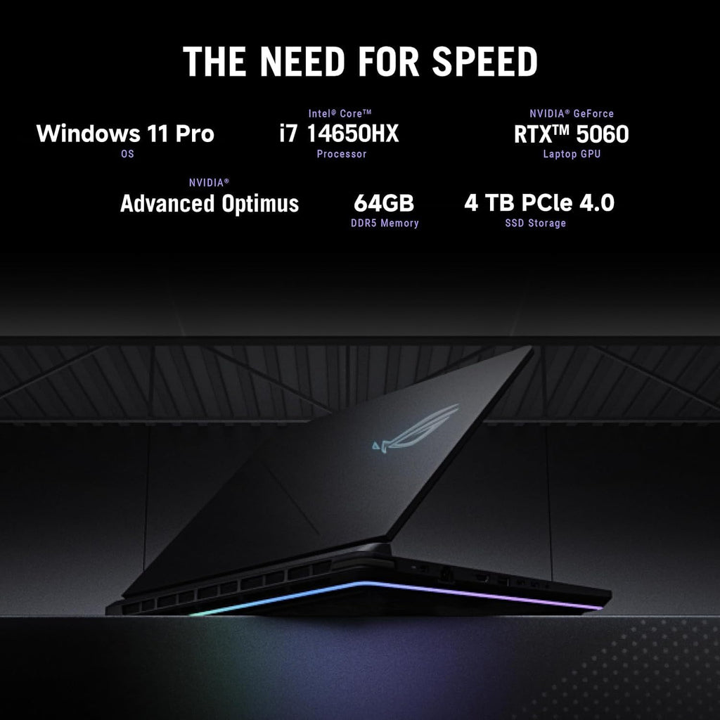 ASUS ROG Strix G16 (2025) Gaming Laptop, 16' FHD+ 165Hz/3ms ROG Nebula Display, Intel Core i7-14650HX, NVIDIA GeForce RTX 5060(>4070), 64 GB DDR5 RAM, 4 TB SSD, Wi-Fi 7, RGB Keyboard, Windows 11 Pro