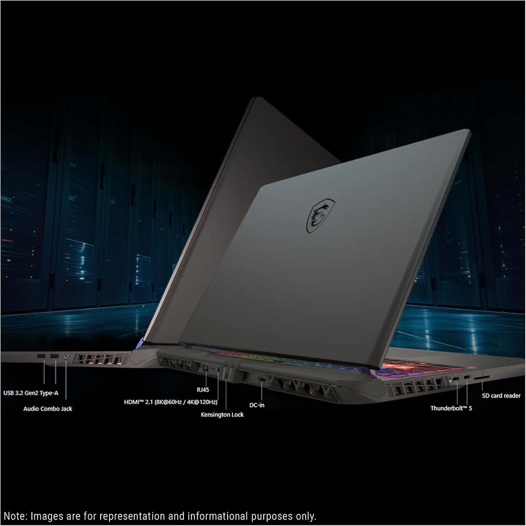 MSI Vector 16 HX AI Gaming Laptop, Intel Ultra 9-275HX, 32 GB DDR5 RAM, 2 TB PCIe SSD, 16' WQXGA (2560x1600) 240Hz Display, Nvidia G-Force RTX 5080, 24 Zone RGB Keyboard, W11 Pro, Cosmo Gray