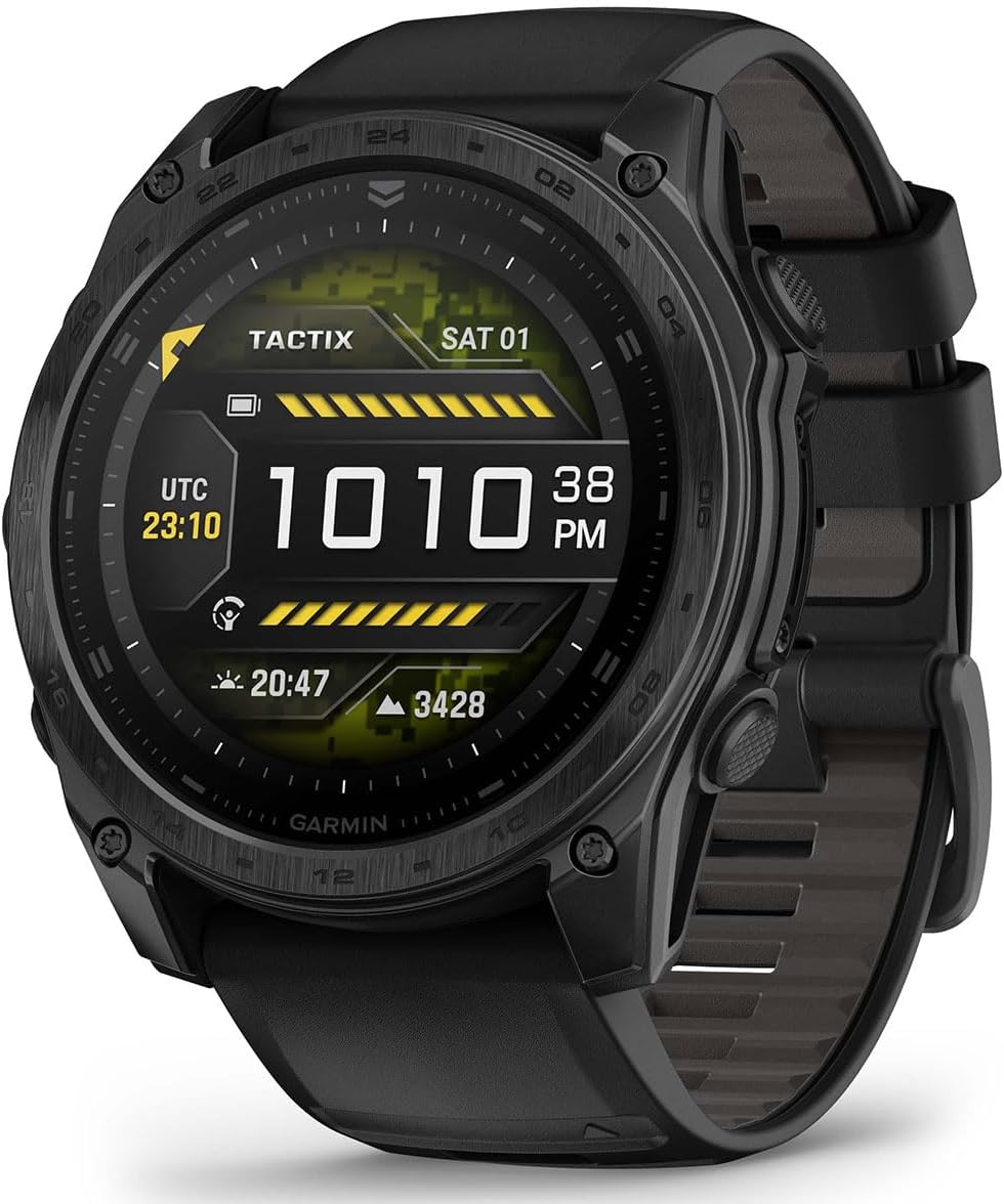 Garmin tactix 8 AMOLED (51mm) Premium Tactical GPS Smartwatch Bundle - Includes Applied Ballistics Ultralight Solver, Built-in LED Flashlight with PlayBetter Portable Charger & HD Screen Protectors