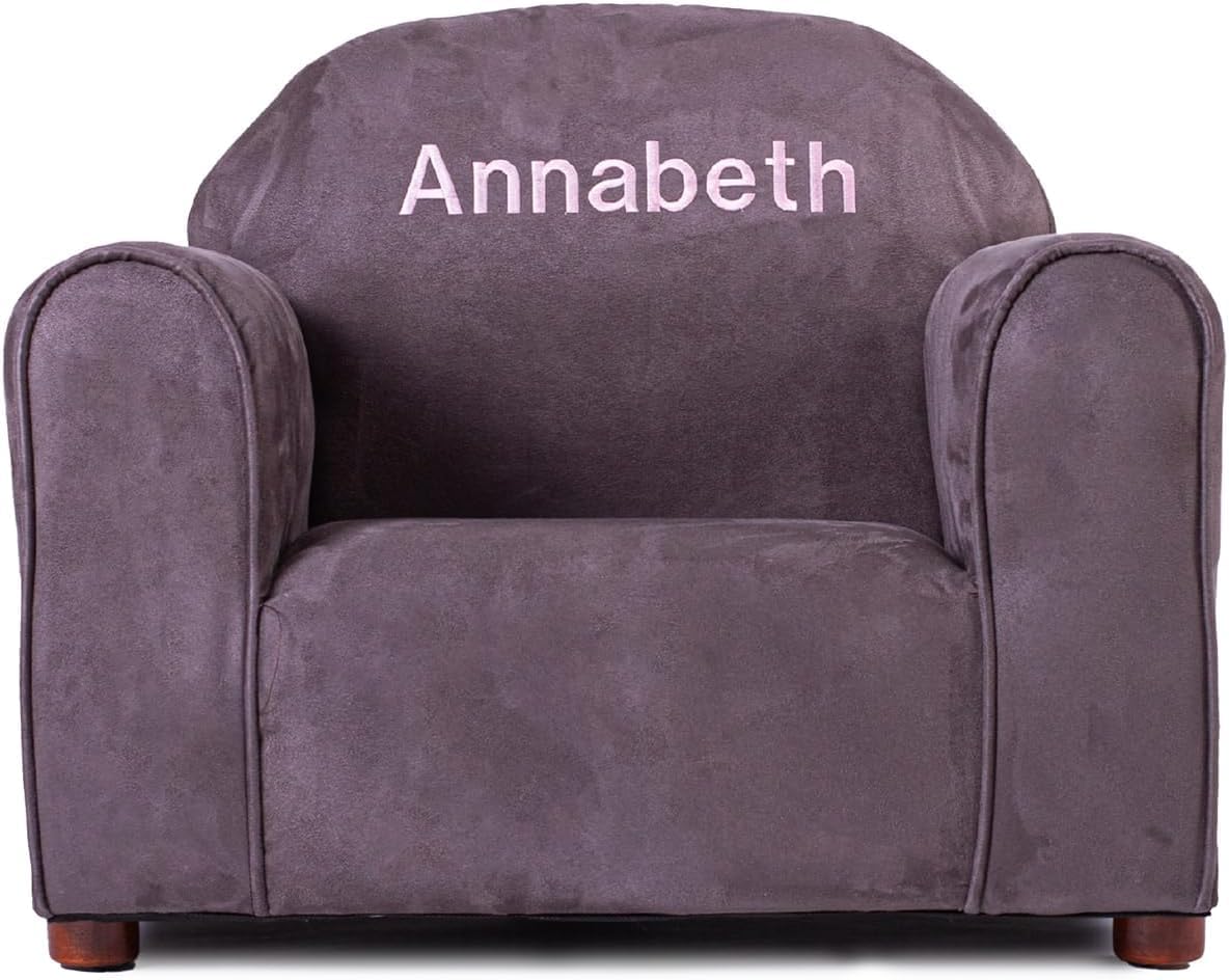 Keet Personalized Toddler Chair, Customize with Name, Soft Microsuede Upholstery, Embroidered Kids Armchair, Sturdy Wooden Frame, Easy to Clean, Ages 2–5, Gift-Ready Toddler Chair for Playrooms.