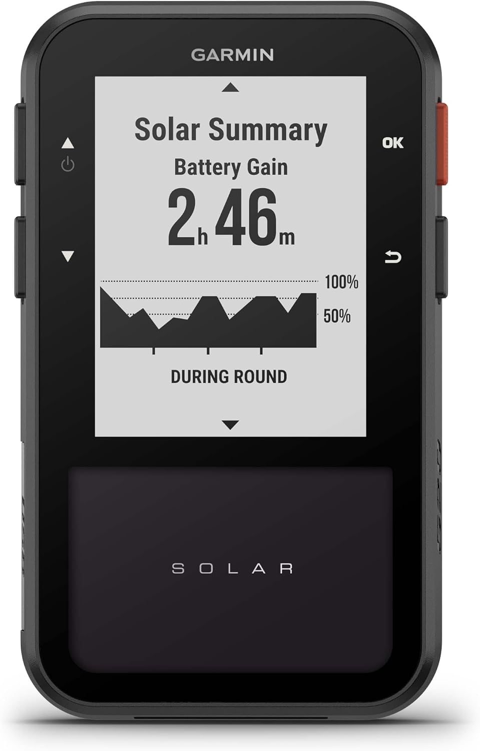 Garmin Approach® G20 Solar, GPS Golf Handheld with Solar Charging, Sunlight-Readable High Resolution Display, Built-in Magnet to Mount On Your Cart, Big Numbers for Easy Reading