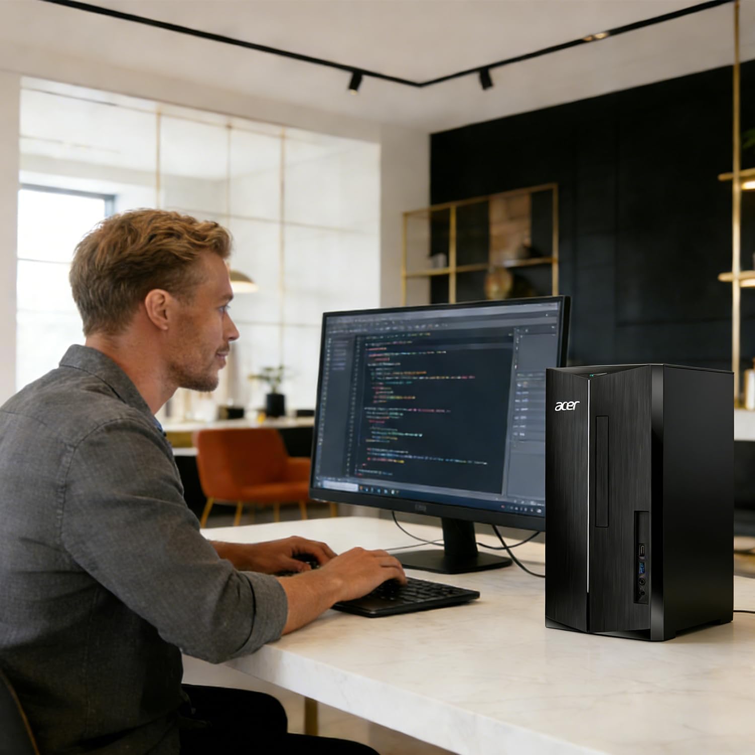 acer Aspire Desktop Computer • 10-core Intel Core i5-14400 Processor • 16GB DDR5 • 1TB SSD • Office 365 for The Web • 2X HDMI • Wi-Fi 6E • SD Card Reader • Wired Keyboard & Mouse • Windows 11
