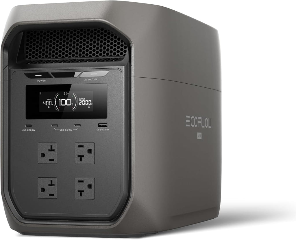 EF ECOFLOW Portable Power Station DELTA 3 MAX (Black) Portable Power Station, 3400W X-Boost Output, Ultra-Fast 0-80% Charging in 1.13 Hr, Home Backup & RV Camping (Solar Panel Optional)