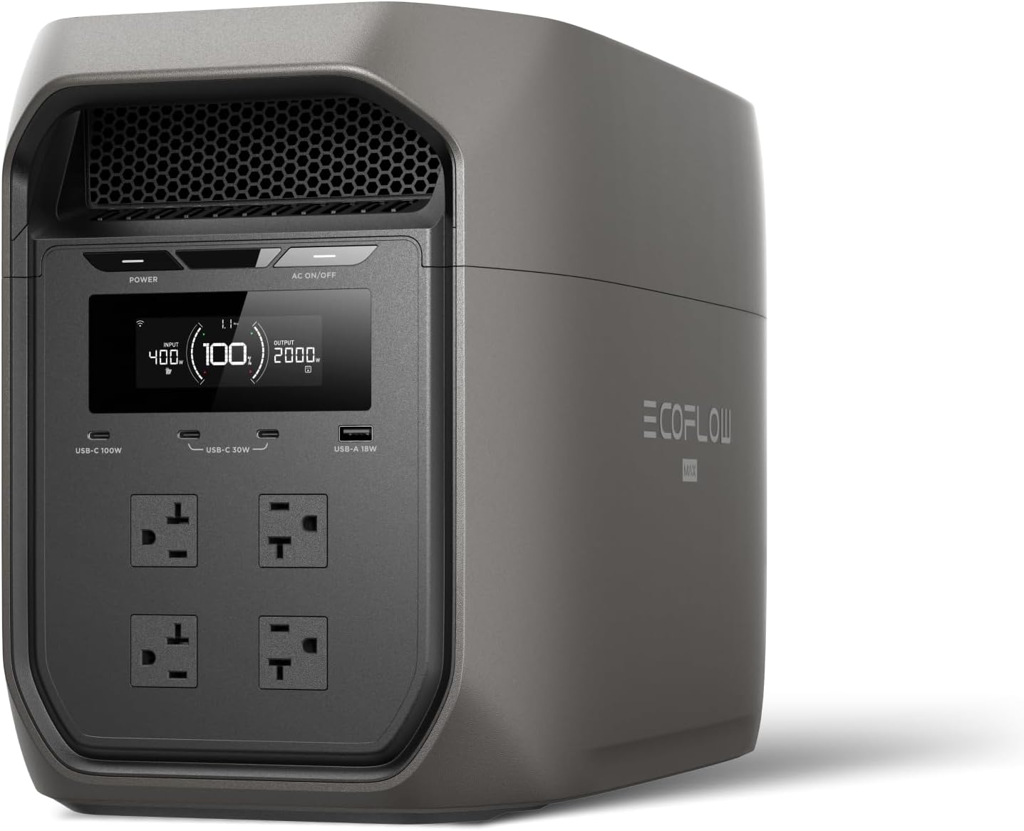 EF ECOFLOW Portable Power Station DELTA 3 MAX (Black) Portable Power Station, 3400W X-Boost Output, Ultra-Fast 0-80% Charging in 1.13 Hr, Home Backup & RV Camping (Solar Panel Optional)