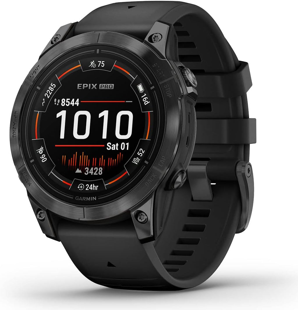 PlayBetter Garmin epix Pro (Gen 2) (Slate Gray/Black, 47mm) GPS Outdoor Watch Gift Box Bundle - AMOLED Display & Built-in Flashlight - Includes Screen Protectors, Wall Adapter & Case