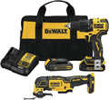 DEWALT 20V MAX Hammer Drill and Oscillating Tool, Power Tool Combo Kit, Cordless, 1/2 inch, 2 Batteries and Charger Included (DCK224C2)