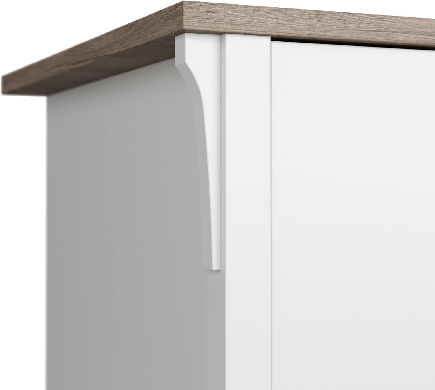 Bush Home L Shaped Desk with Storage for Home Office, Modern Farmhouse Corner Table with Drawers and Cabinets, Salinas Collection, Pure White and Shiplap Gray
