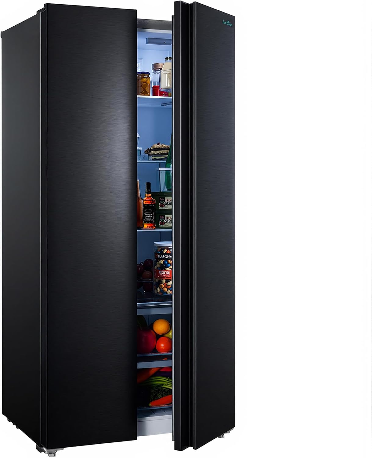 Iceblue 15.6 Cu.Ft. Side-by-side Refrigerators, 33' Full Size Refrigerator, Zoning Temperature Control Beverage Refrigerator with Freezer, Frost Free Beverage Fridge - Black Stainless Steel