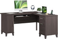 Bush Furniture 60-inch L Shaped Desk with Storage, Spacious Corner Computer Table for Home Office, Somerset Collection, Storm Gray