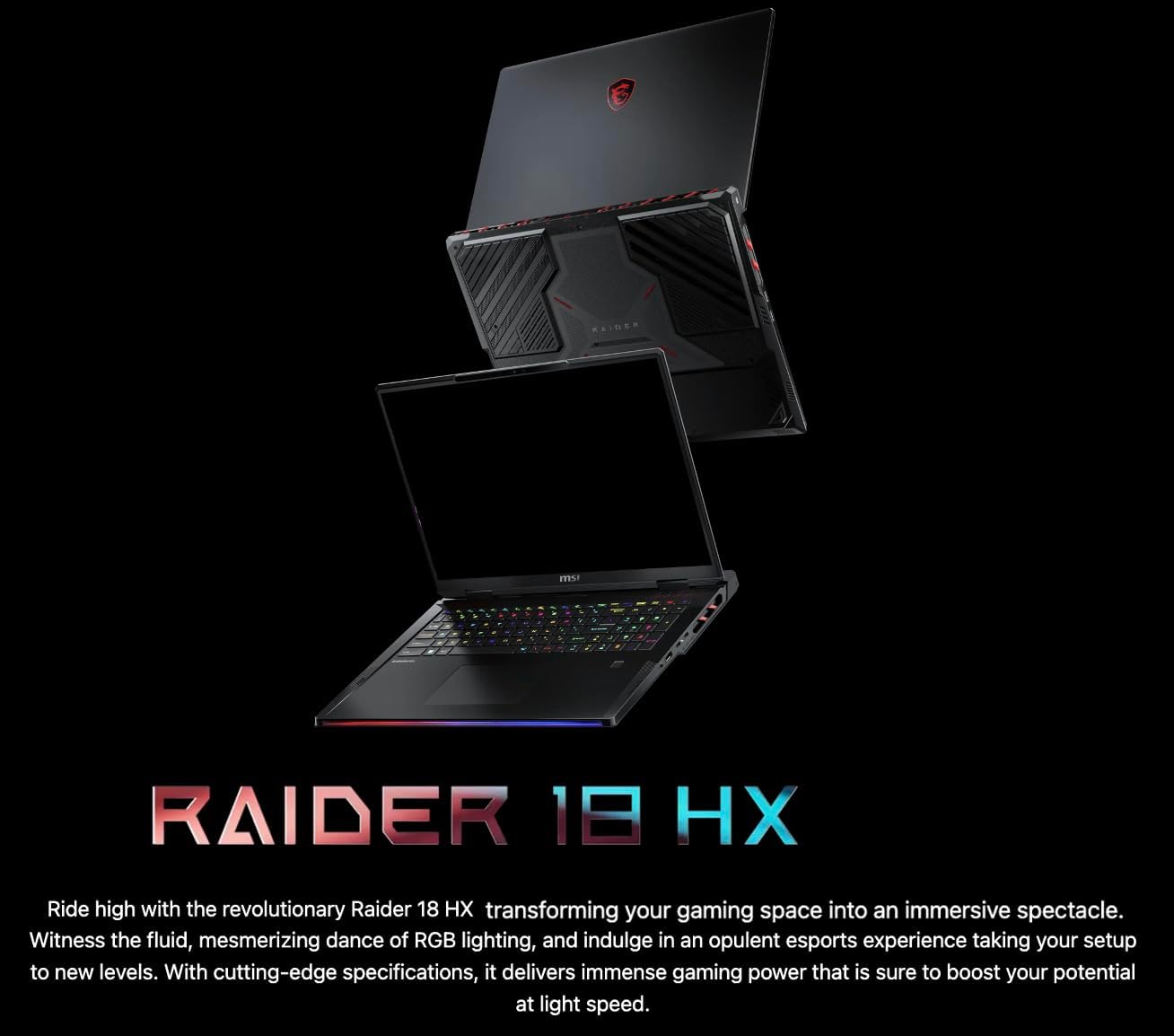 msi Raider 18 HX AI Gaming Laptop 18' 120Hz Mini LED 4K Display (Intel Ultra 9-285HX, GeForce RTX 5080, 64GB DDR5, 2x2TB SSD, Copilot, FP Reader, Thunderbolt 5, Win11Home) w/Dockztorm Hub