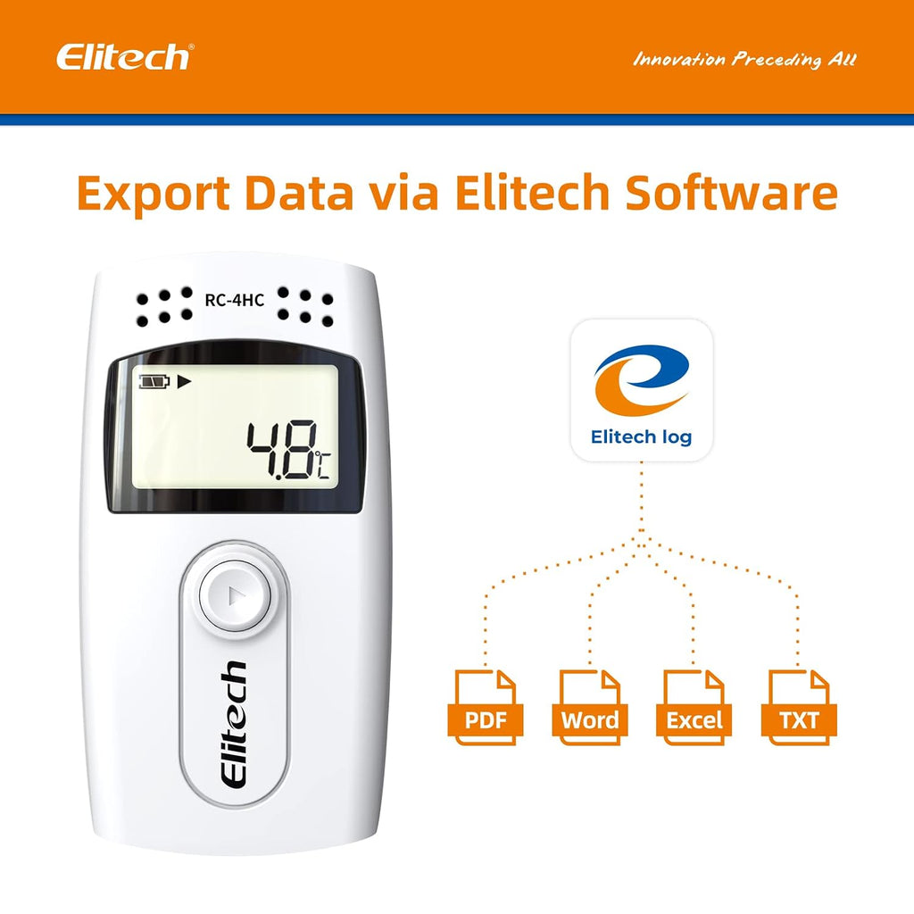 Elitech Digital Temperature Humidity Data Logger Medical Refrigerator Thermometer Vaccine Fridge Temperature Monitor, RC-4HC, 5 Pack