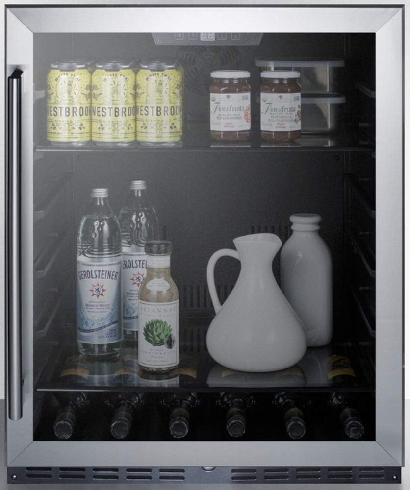 Summit 24' Refrigerator, 5.0 cu.ft. capacity, ADA Compliant, Stainless Steel, Built-in, Glass Door - AL57G