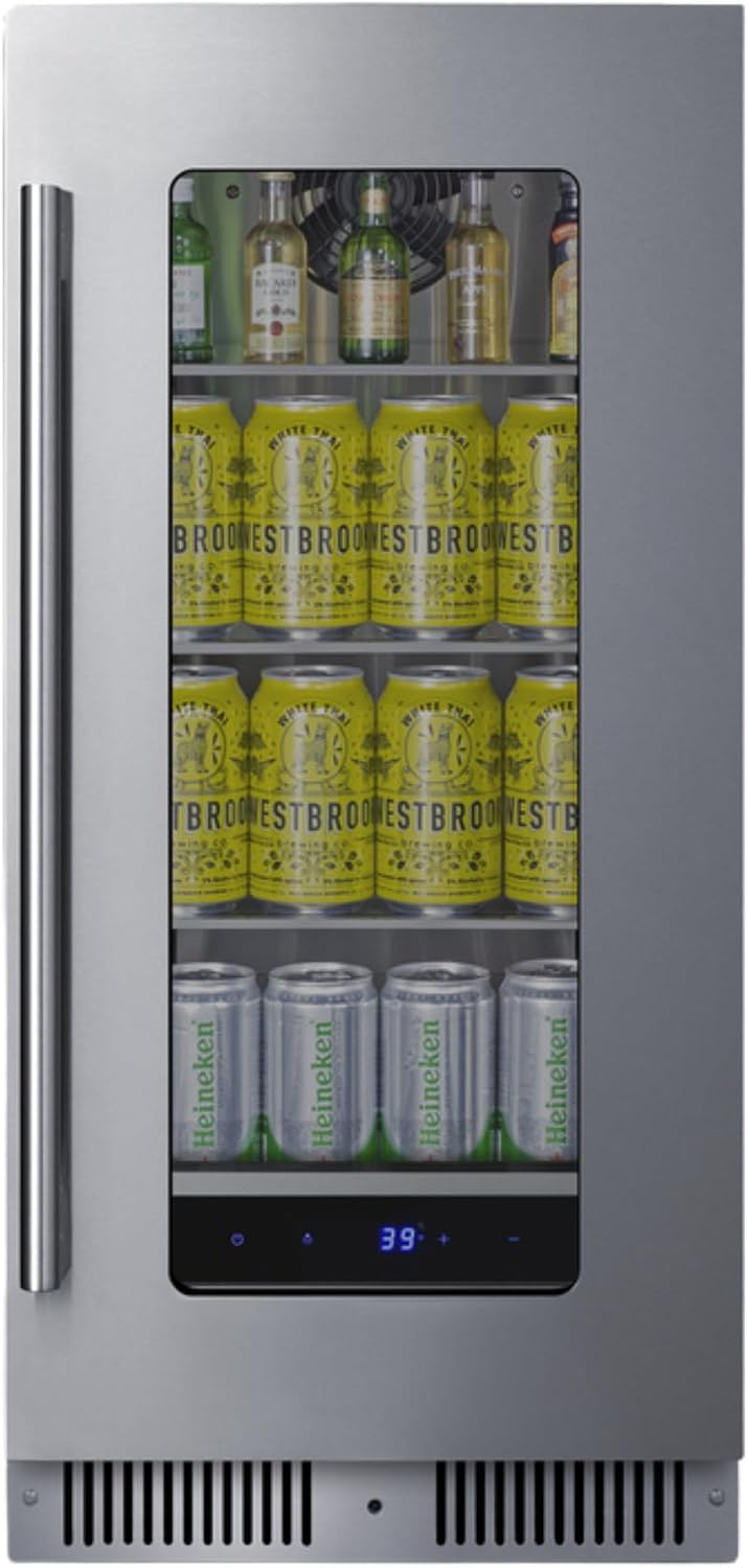 Summit 15' Built-In Beverage Center, Shallow 18' Depth Refrigerator, Commercially Approved, Stainless Steel - SDHG1533