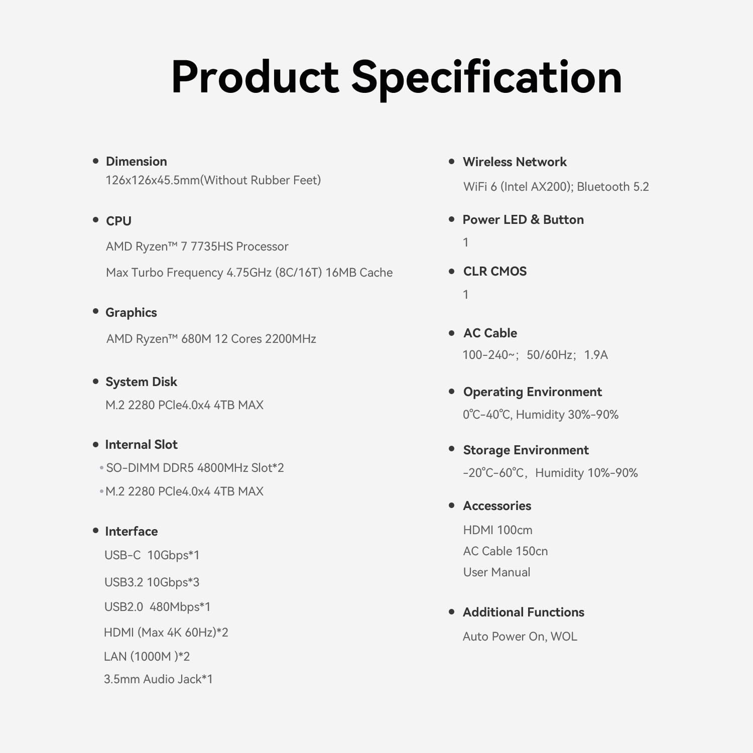 Beelink EQR7 Mini PC, AMD Ryzen 7 7735HS(Up to 4.75GHz) 8C/16T, Mini Desktop Computer 24GB LPDDR5 RAM 1TB NVMe SSD, Micro PC 4K@60Hz Dual HDMI/BT5.2/WiFi 6/Office/Home/W-11