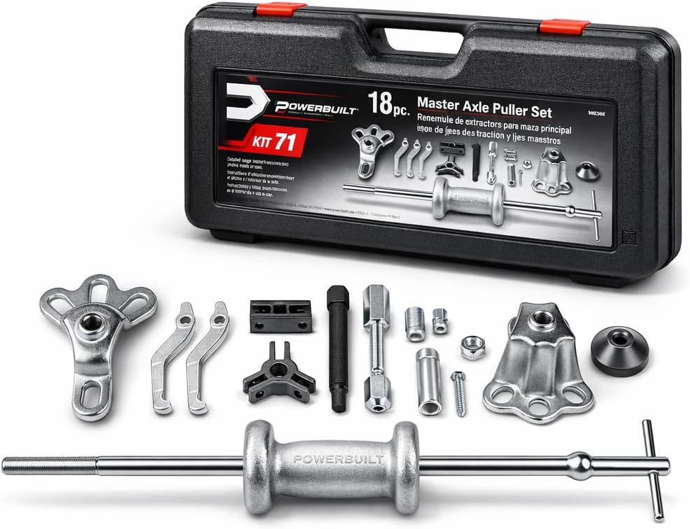 Powerbuilt Slide Hammer Puller Tool Kit, Jaw Pullers, Remove Car Seals and Bearings Set, Front and Rear Wheel Drive Vehicles - 940369, Silver