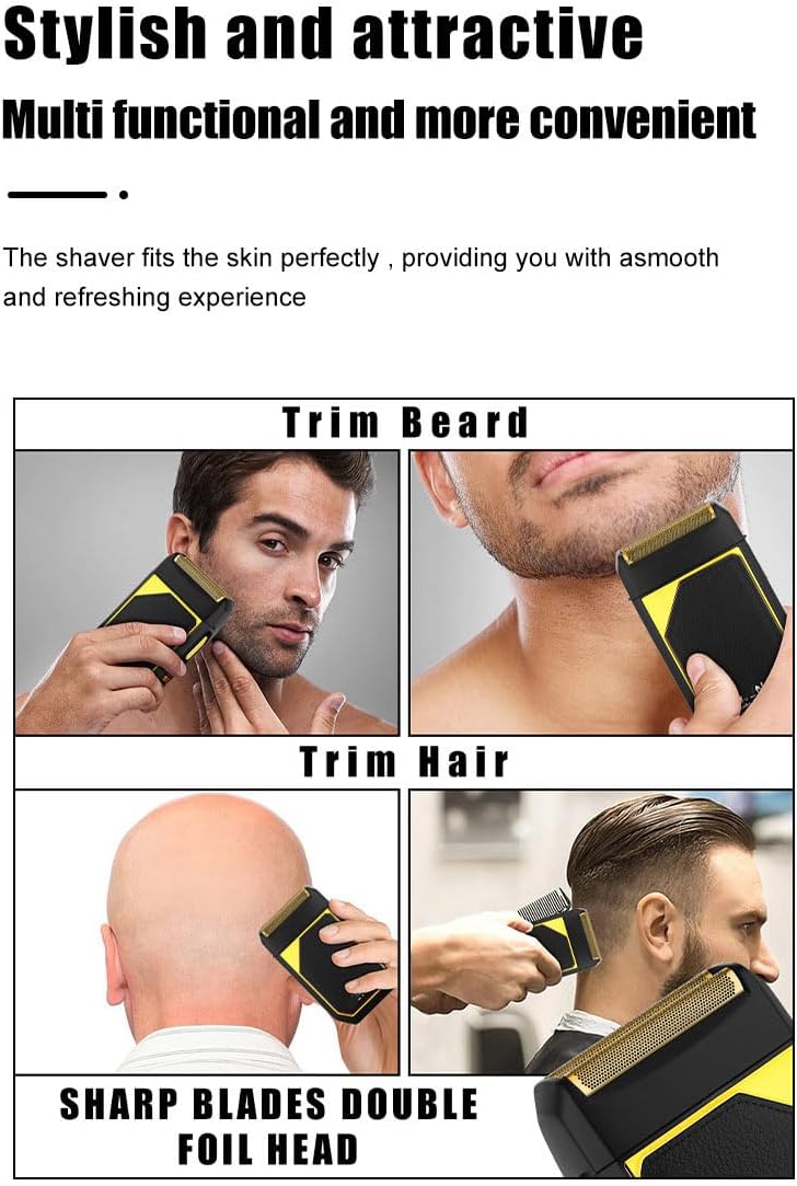 Electric Foil Shavers for Men, Razor for Face - 2 Floating Blades, IPX7 Waterproof, LED Display, Rechargeable,Wet/Dry Hair Beard Trimmer for Travel & Home