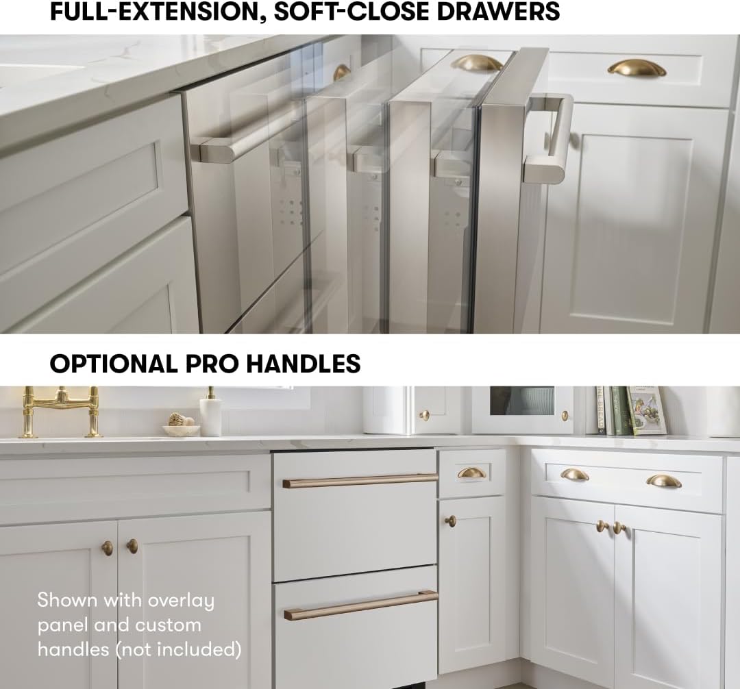 Zephyr 24' Presrv™ Panel Ready Refrigerator Freezer Drawers - Dual Zone Built In Fridge with Modes for Freezer, Fridge and Pantry, LED Lighting, Soft Close (Panels, handles are not included)