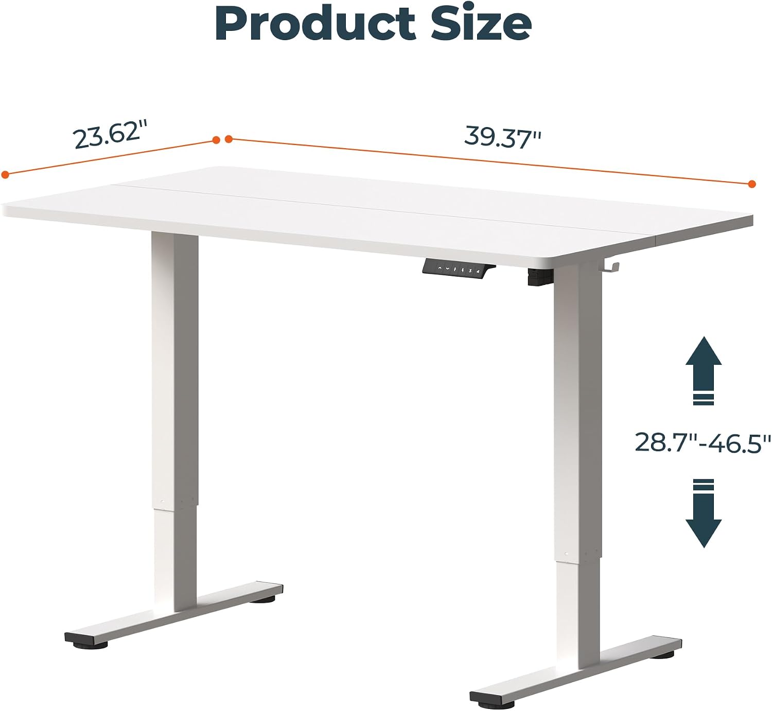 Adjustable Stand Up Desk with Memory Preset, Standing Desks 40 x 24 Inch Electric Home Office Desk Computer Workstation, Splice White Top + White Frame