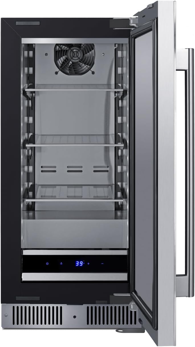 Summit 15' Refrigerator, 1.8 cu.ft. Capacity, Built-in Refrigerator Undercounter, Shallow 18' Depth, Stainless Steel- SDHR1534
