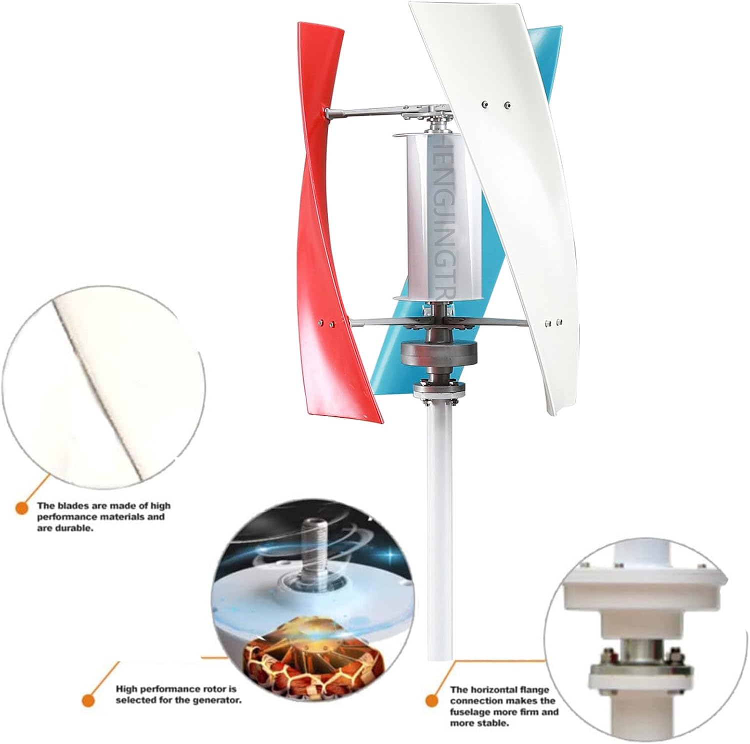 3000W Wind Turbine Generator Kit, 3 Blades Wind Power Turbine Portable No Noise W/Controller for Outdoor Courtyard Use and Wind Turbine Systems (12V-48V)