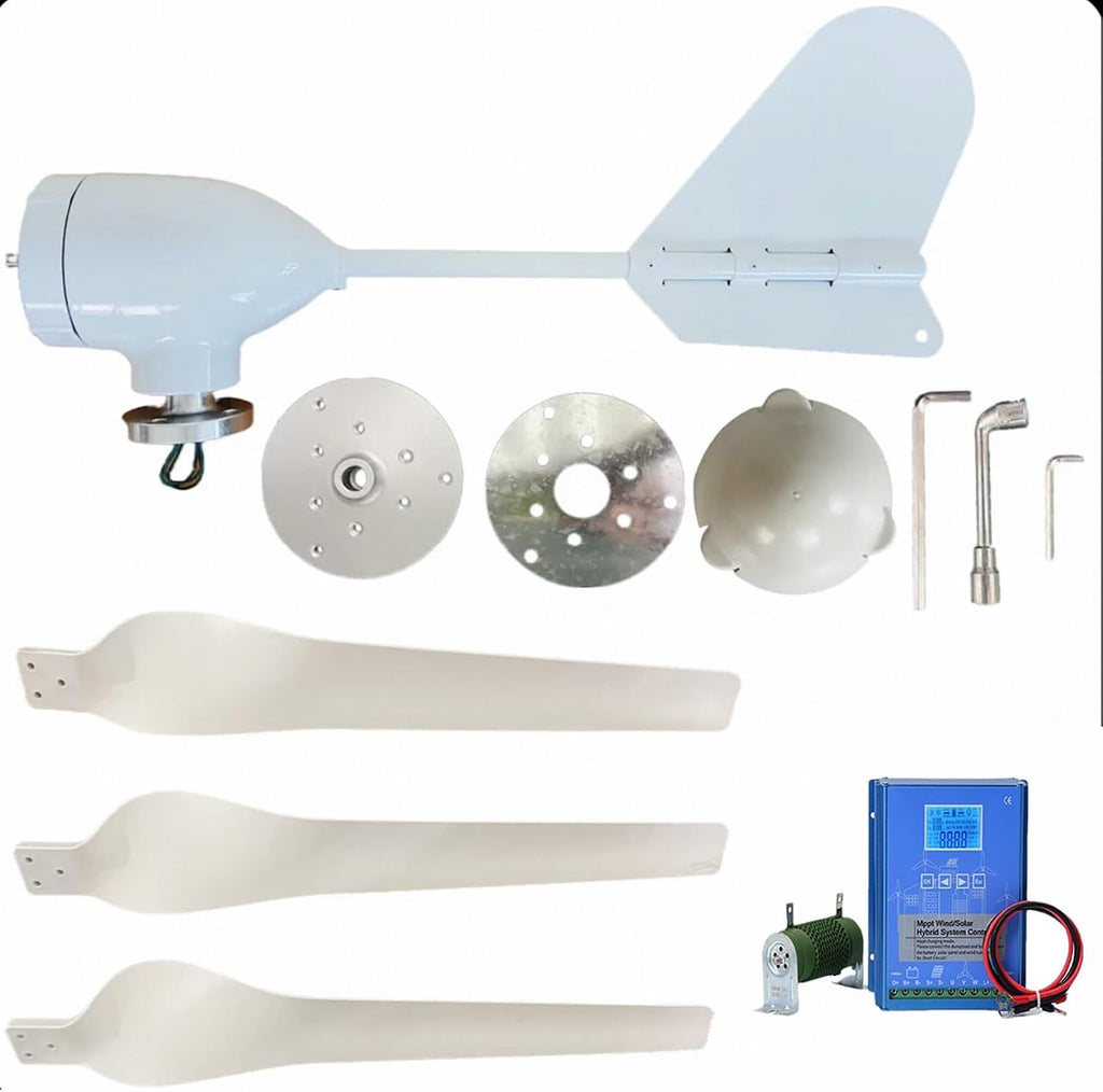 3000W Wind Turbine Generator Kit 12V 24v 48v Free Energy Windmill Horizontal Axis Wind Turbine Home Three Phase Generator Maglev Breeze Start(12V)
