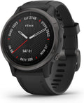 Garmin Fenix 6S Sapphire, Premium Multisport GPS Watch, Smaller-Sized, Features Mapping, Music, Grade-Adjusted Pace Guidance and Pulse Ox Sensors, Carbon Gray DLC with Black Band