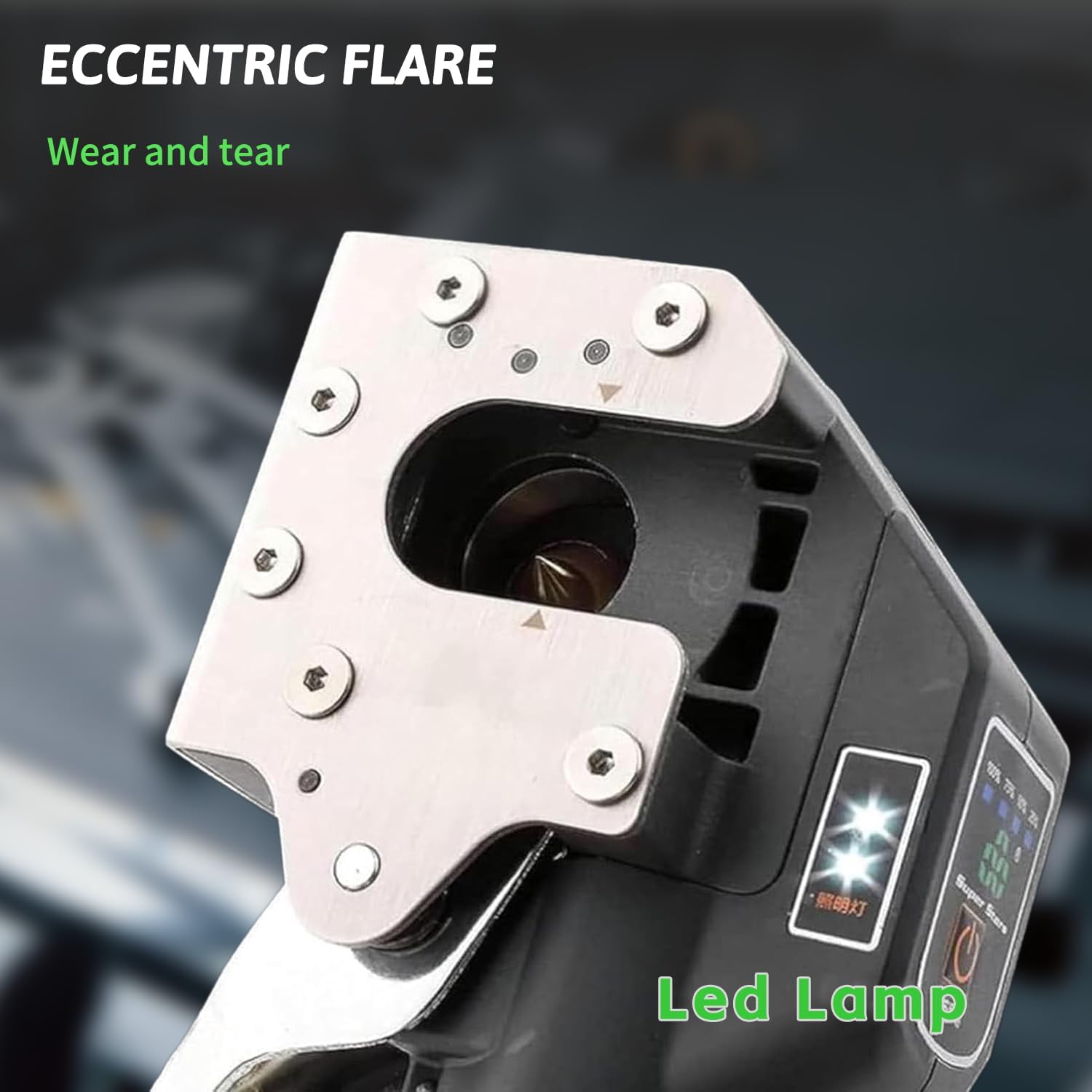 Brake Flaring Tool Kit 1/4' - 3/4' Electric Flaring Tool for Copper Tubing Pipe Precision Flaring Tool HVAC 5 SAE Sizes Clamps 45° Eccentric Cone Flare Gauge Set with 2200mAh Powered Flare Tool Set