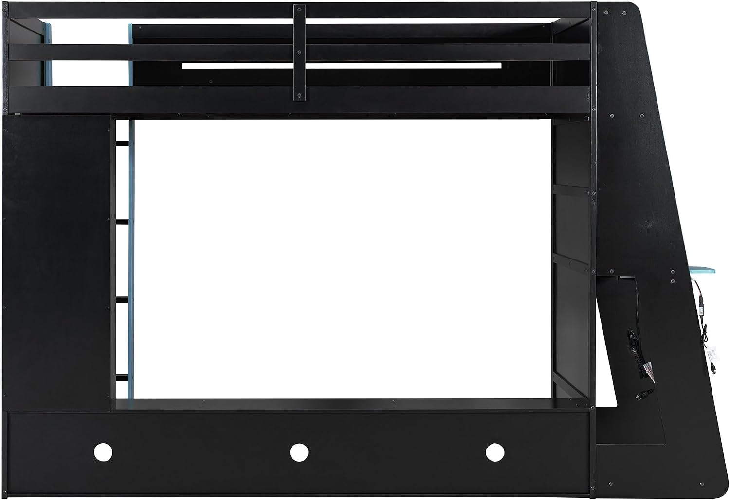 Merax Twin Size Gaming Loft Bed with Desk and Multi-Storage Shelves, Wooden Loft Bed Frmae with Light, Space-Saving Bed with Safety Guardrail