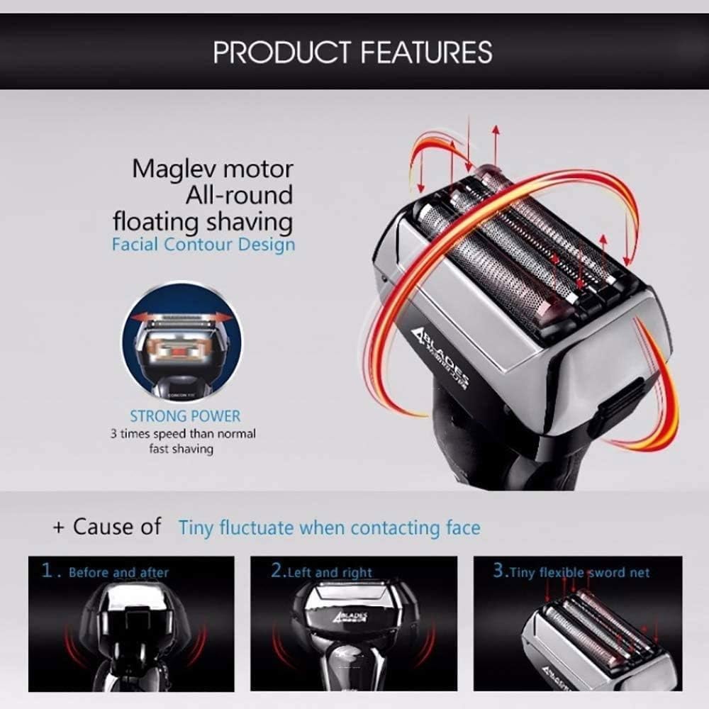 Electric Razor for Men, Electric Shaver with Precision Trimmer, Rechargeable, Wet & Dry Foil Shaver, Clean & Washable