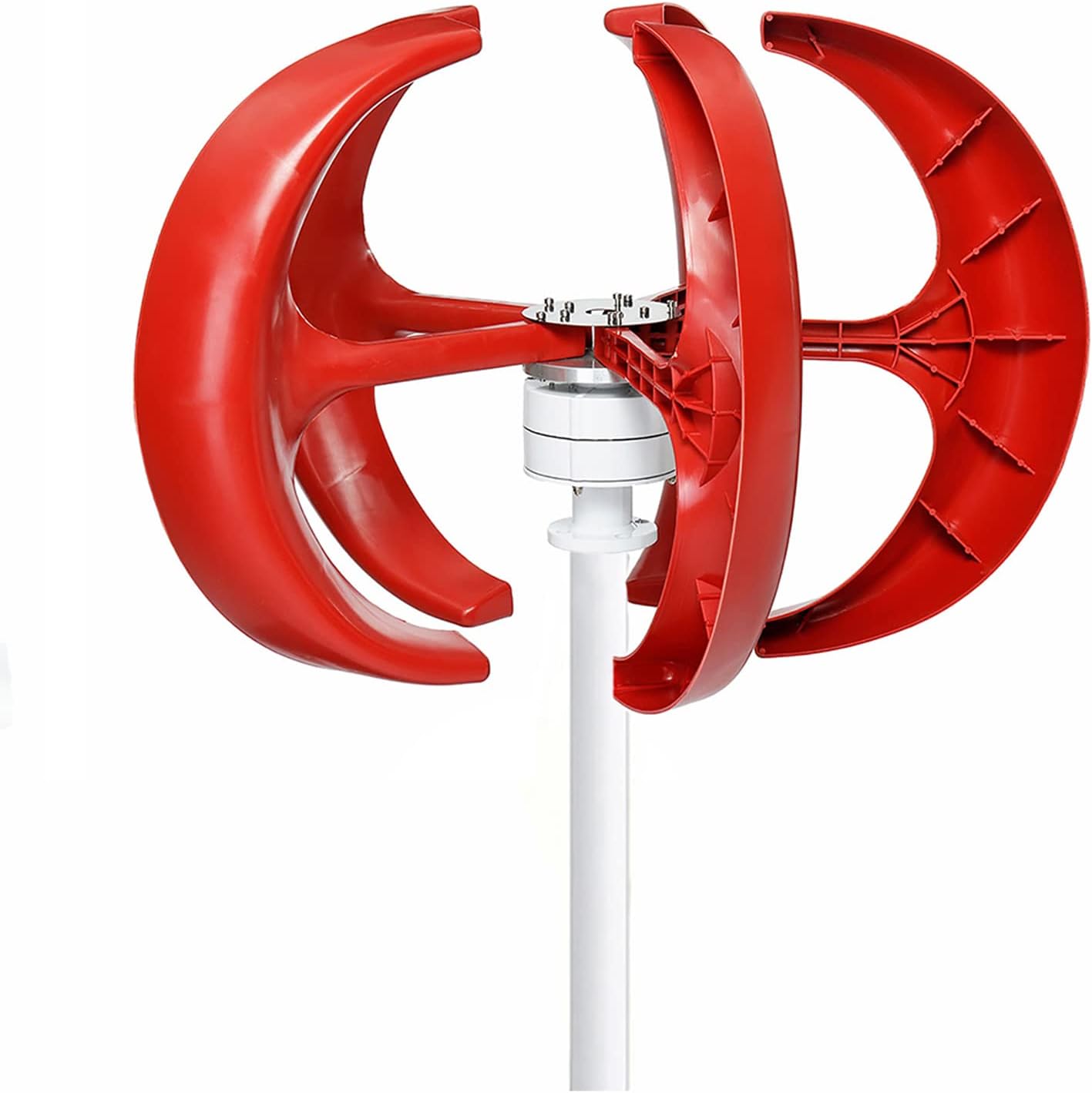 Vertical 3000W Lanterns Wind Turbine Generator Kit,Low Noise High-Efficiency Wind Turbines 12V 24V 48V with MPPT Charger for Wind Power Systems(Red)