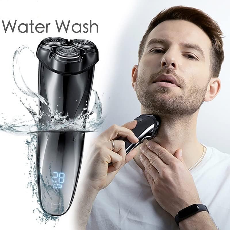 Electric Razor for Men, Men Electric Shaver Razor LCD Power Display Rechargeable Electronic Razor IPX7 Waterproof Full Body Washable (Color : Add 2 Razor Head)