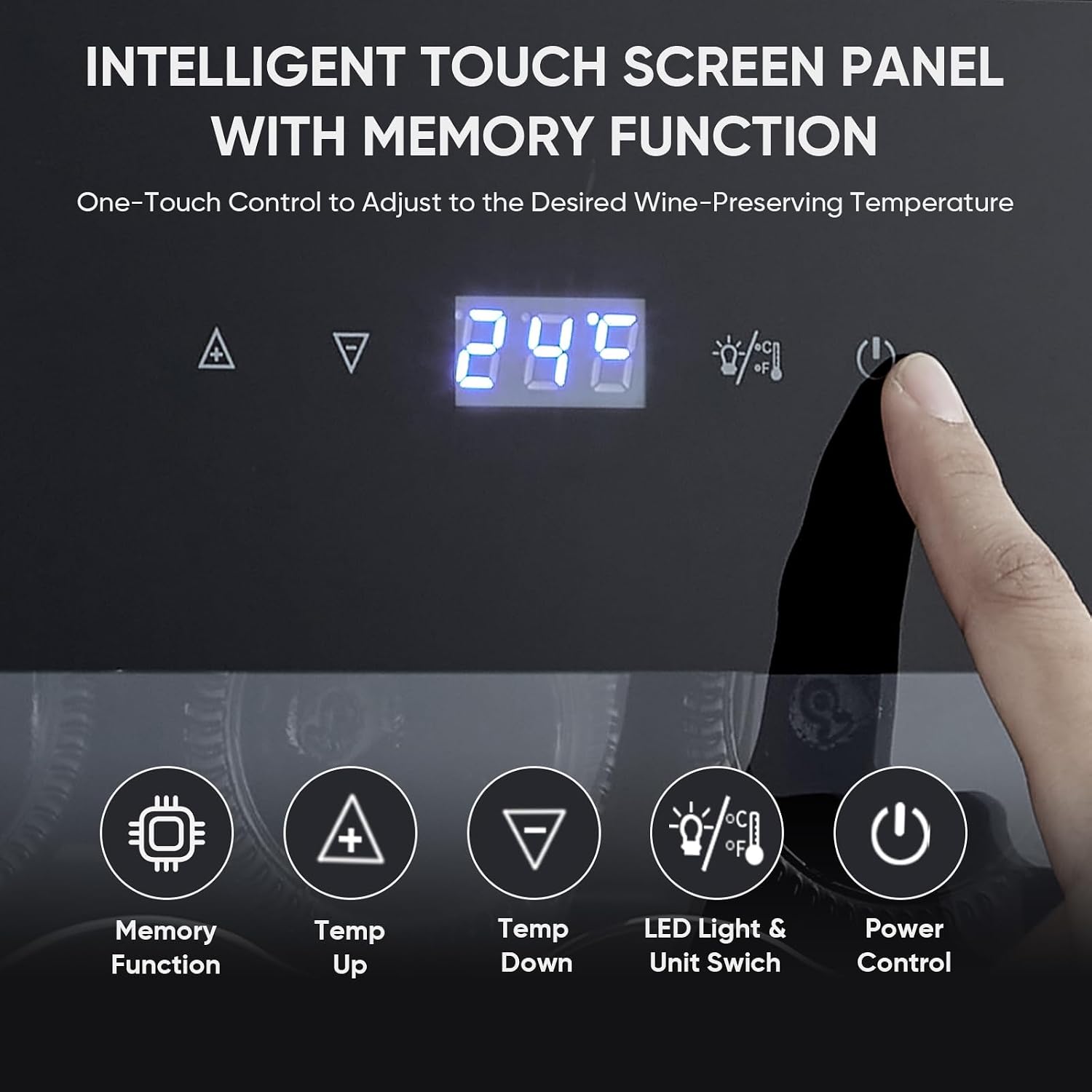 Mini Wine Fridge-Black, 18 Bottles Low Noise Compressor Wine Cooler, Freestanding Wine Cellar with Glass Door and Digital Temperature Control, 14 Inch Wine Refrigerator for Bar, Home & Office