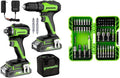 Greenworks 24V Brushless Drill/Driver + Impact Drive Combo Kit, Batteries and Charger Included, with 70-Piece Impact Rated Driving Bit Set