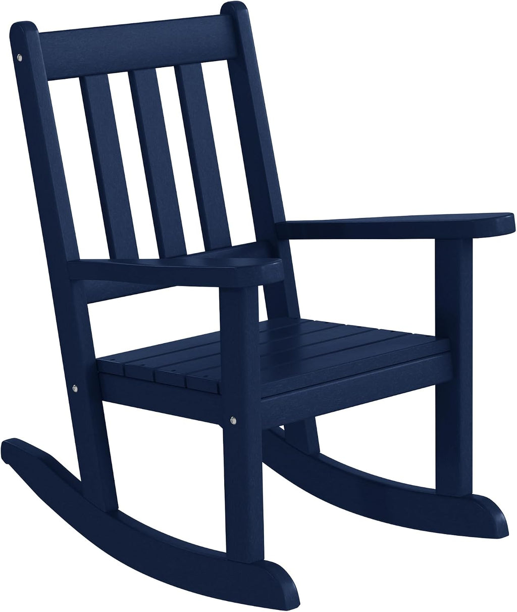 WestinTrends Malibu Outdoor HDPE Plastic Preschool Toddler Rocking Chairs (Set of 2), Navy Blue