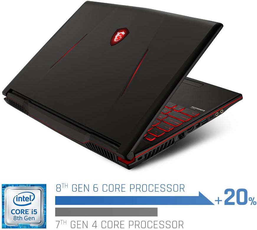 msi GL63 8RCS-060 15.6' Gaming Laptop, Intel Core i5-8300H, NVIDIA GTX1050, 8GB, 256GB Nvme SSD, Win10