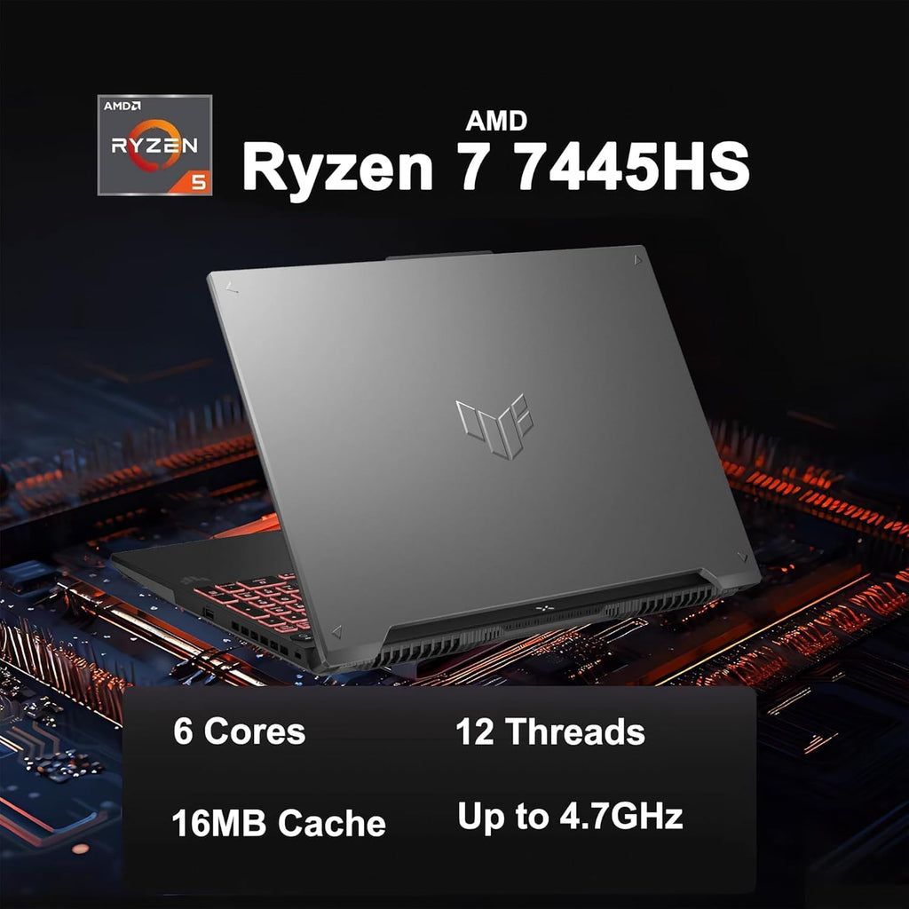 ASUS TUF Gaming A16 Laptop, 16' WUXGA IPS 144Hz FHD, AMD 6-core Ryzen 7 7445HS, 128GB DDR5 2TB SSD, NVIDIA GeForce RTX 4050 (Up to 194 AI Tops), RGB Backlit Keyboard, Wi-Fi, Bluetooth, Windows 11 Pro