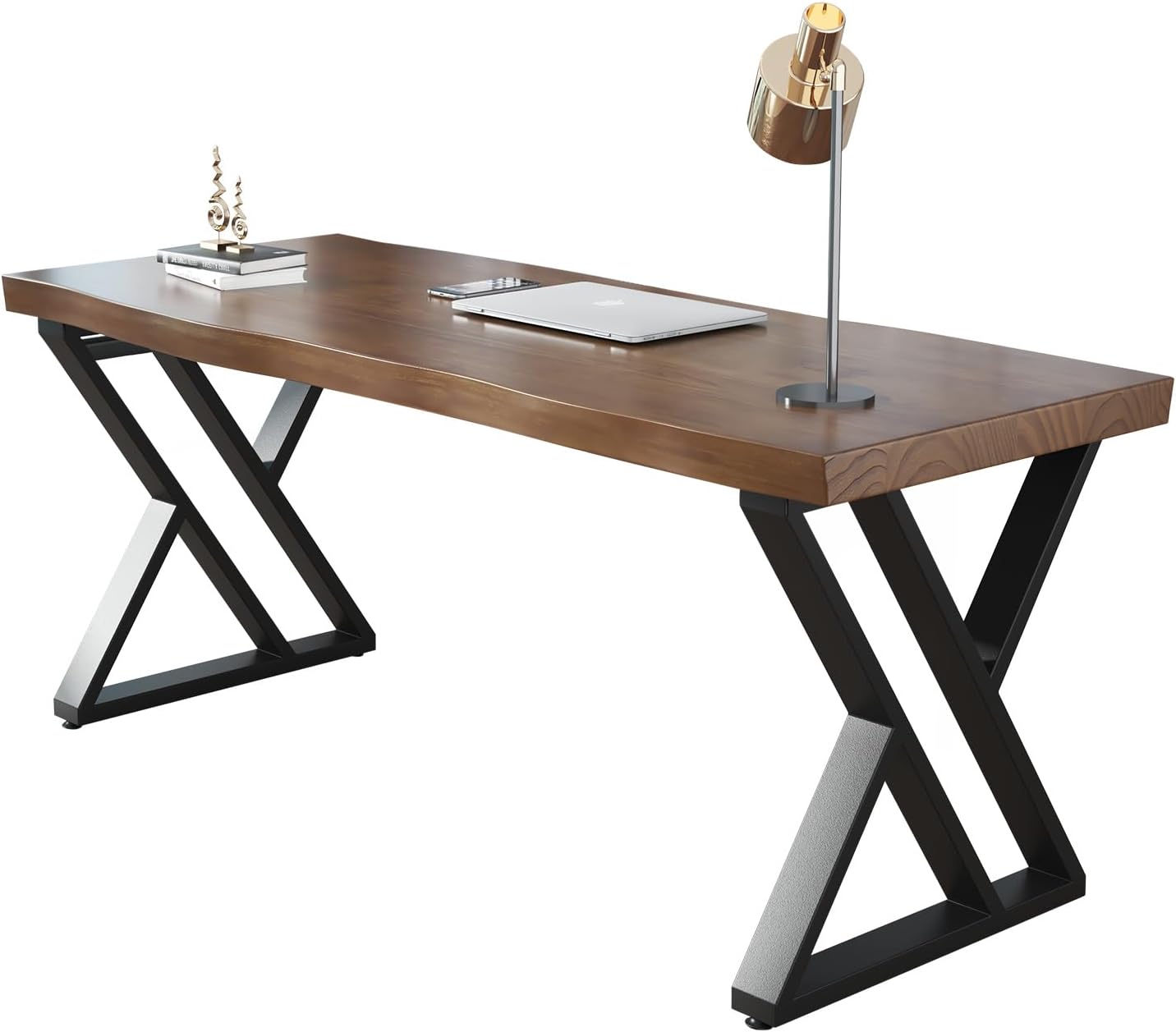 Sihtengxxhongs Rustic Style Solid Wood 55-inch Computer Desk - Large Office Desk for Home Office, Modern and Simple Design, Ideal for Study, Writing, Dining