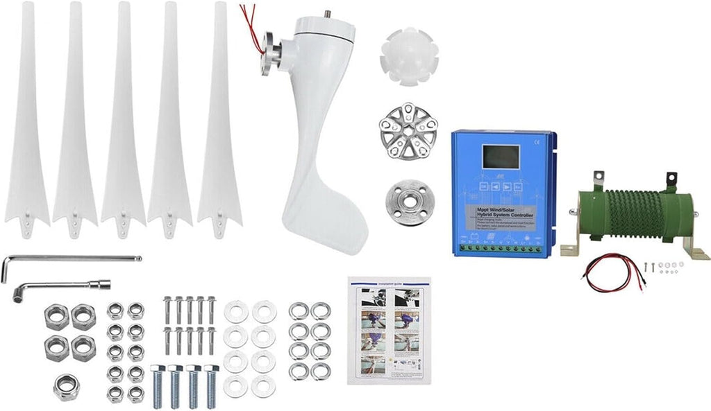 3000W Wind Turbine Generator Kit With 200W Solar Panel 12V/24V/48V MPPT Charge Controller Permanent Magnet Hybrid System For Home Use Street Lighting Off-Grid Renewable Energy(24V)