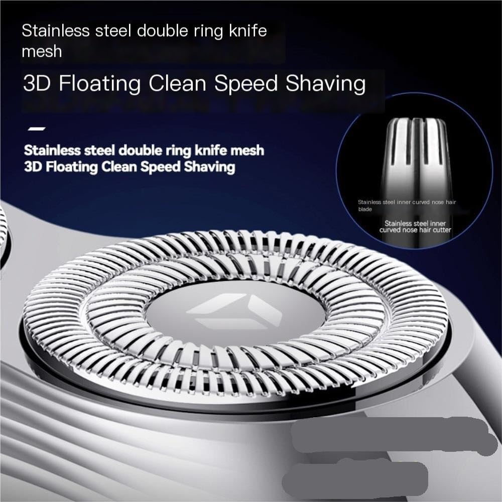 3D Floating Dual - Ring Blade Net Electric Shaver, Full - Body Washable Wet & Dry Dual - Use for Men's Grooming -Trim The Helper Well(Black)