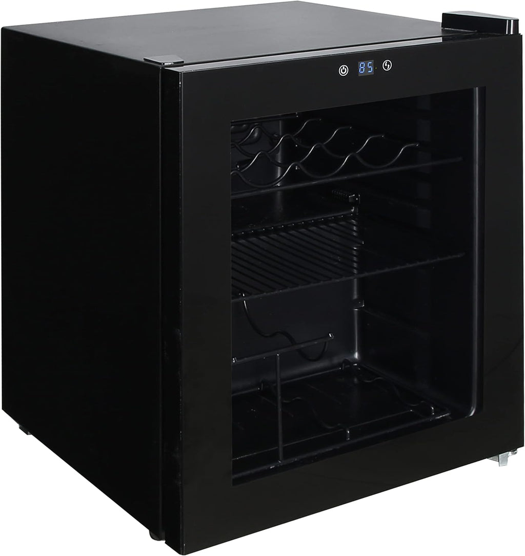Avanti Beverage Refrigerator and Wine Cooler with 15 Bottle/60 Can Capacity, Glass Door, 17-Inch Wide Freestanding, Adjustable Thermostat Control, 1.6-Cubic Feet, Black