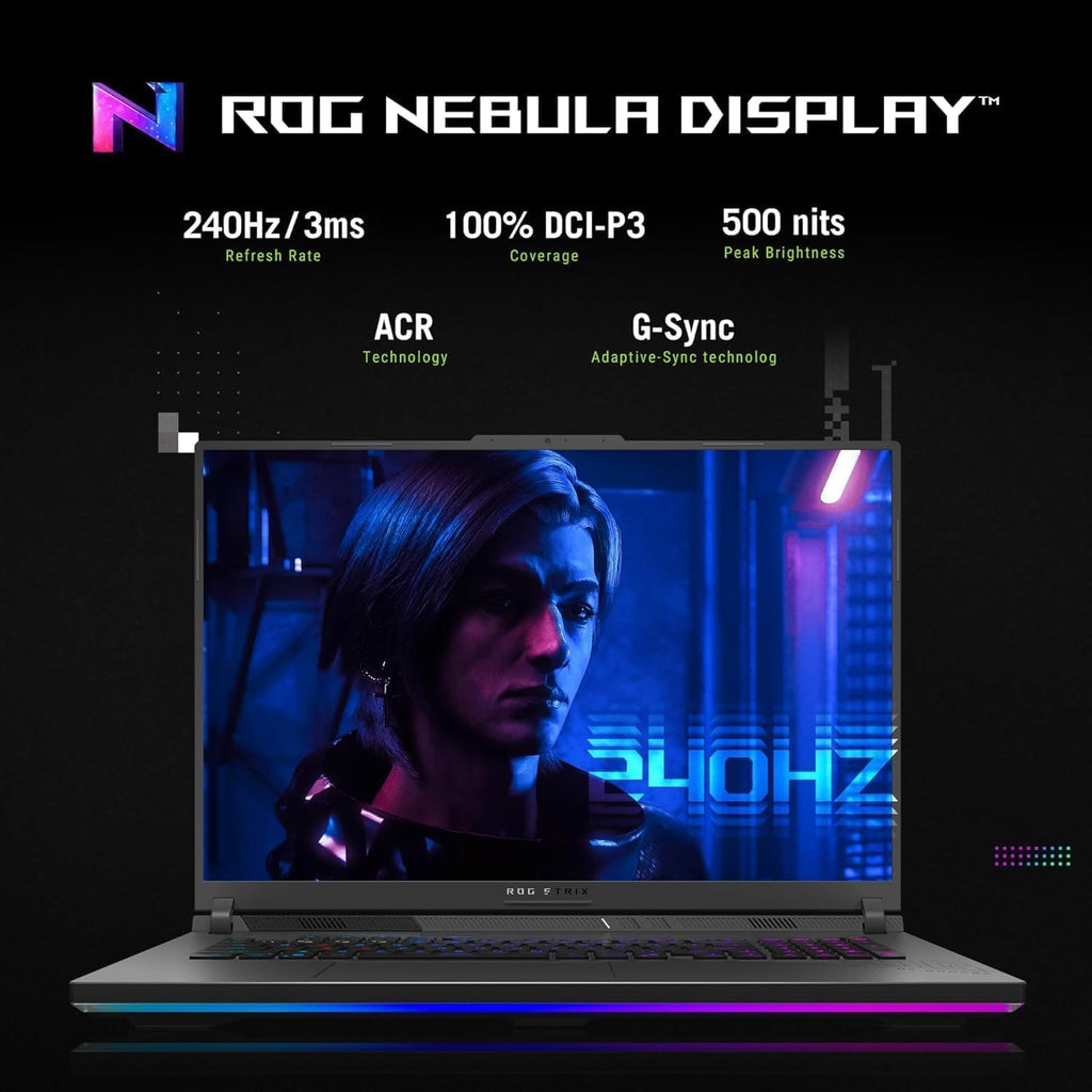 ASUS ROG Strix G18 Gaming Laptop 2025, 18' Nebula 240Hz 3ms 2.5K Display, NVIDIA RTX 5080 16GB GDDR7, Intel Ultra 9 275HX(Up to 5.4GHz), 32 GB DDR5, 2 TB SSD, Wi-Fi 7, Windows 11 Pro, Accessory Kit
